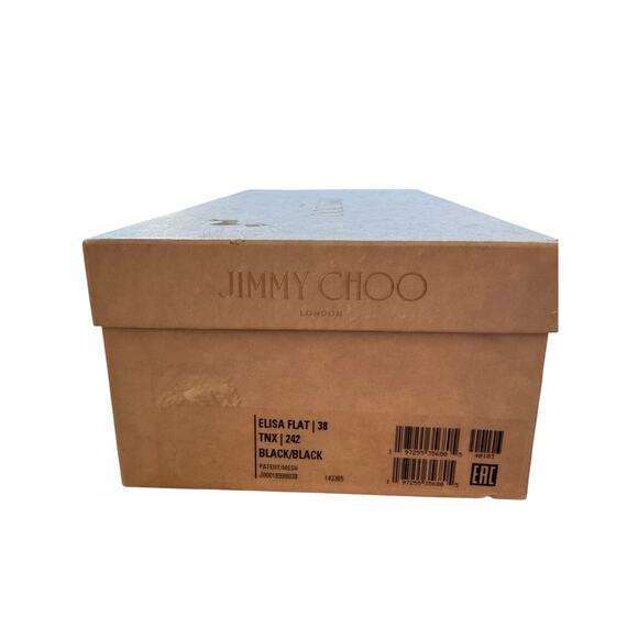 Jimmy Choo NIB Elisa Mesh Patent Leather Flat in Black Size 38 - Picture 11 of 11